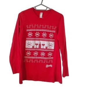 Kahlua Christmas Holiday Long Sleeve Tee Womens Size Small Red